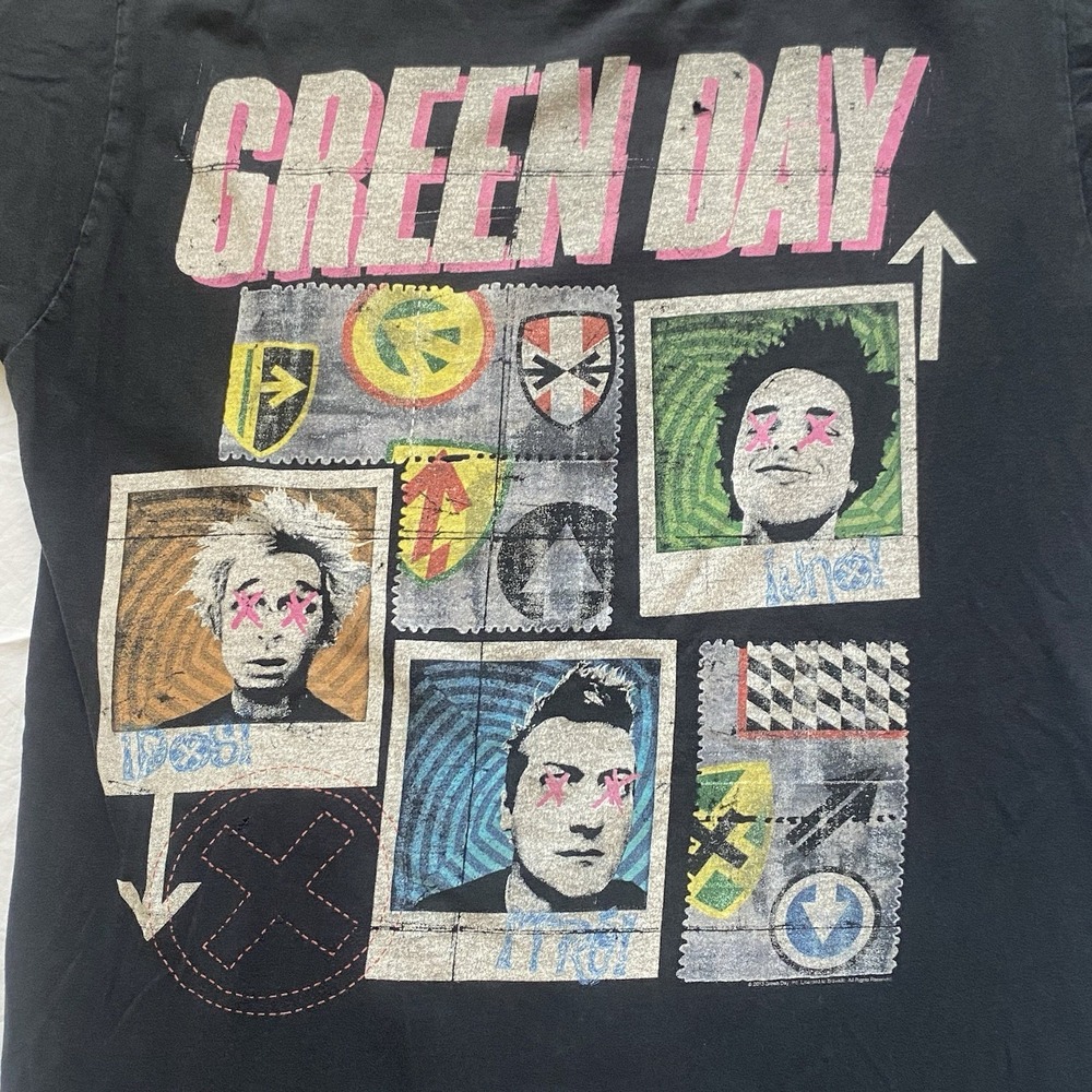 Mens Green Day 99 Revolutions Tour 2-Sided Concert T-Shirt With Locations Size L